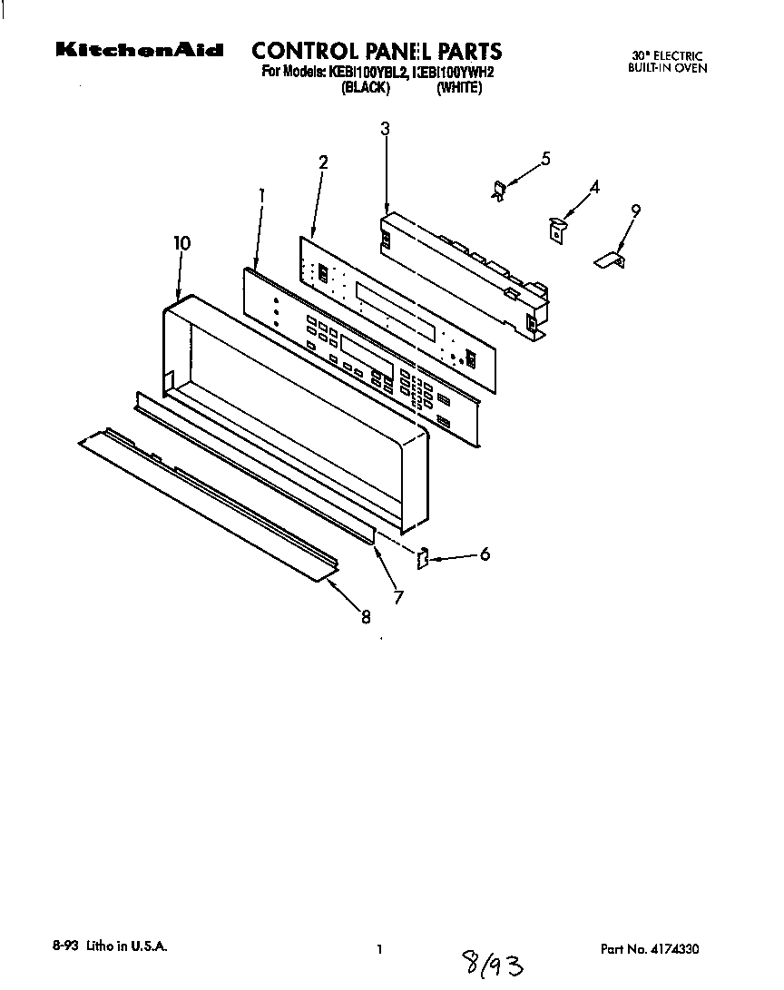 KitchenAid KEBI100YWH2 control diagram