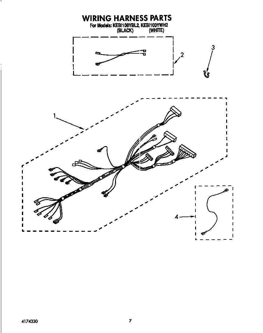 KitchenAid KEBI100YWH2 wiring harness diagram