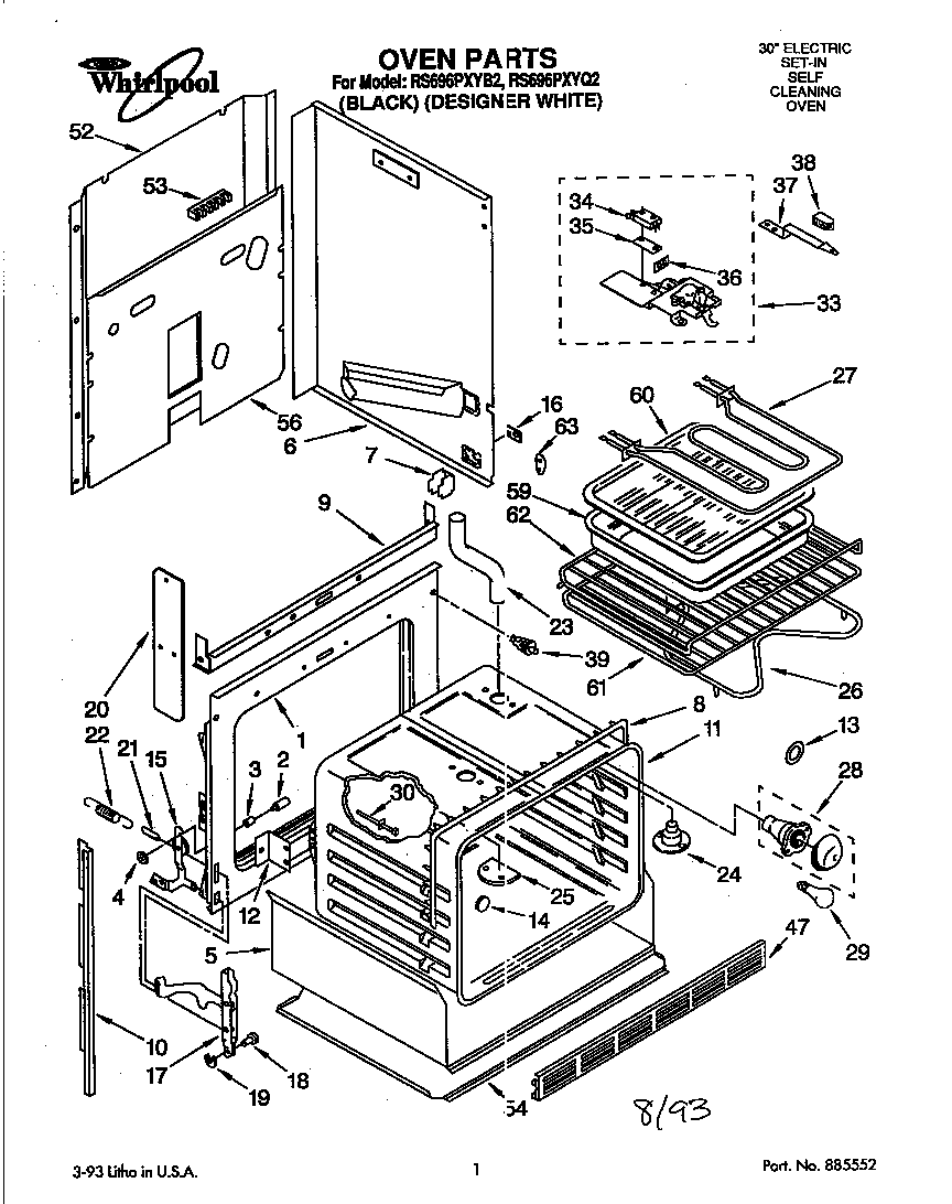 Whirlpool RS696PXYB2 oven diagram