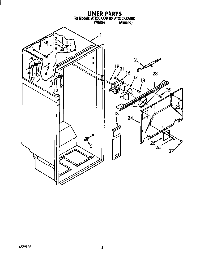 Whirlpool AT20CKXAW00 liner diagram