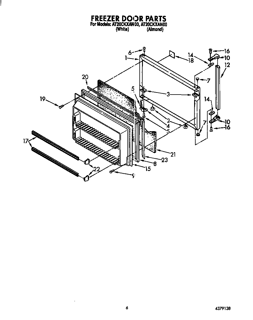 Whirlpool AT20CKXAW00 freezer door diagram