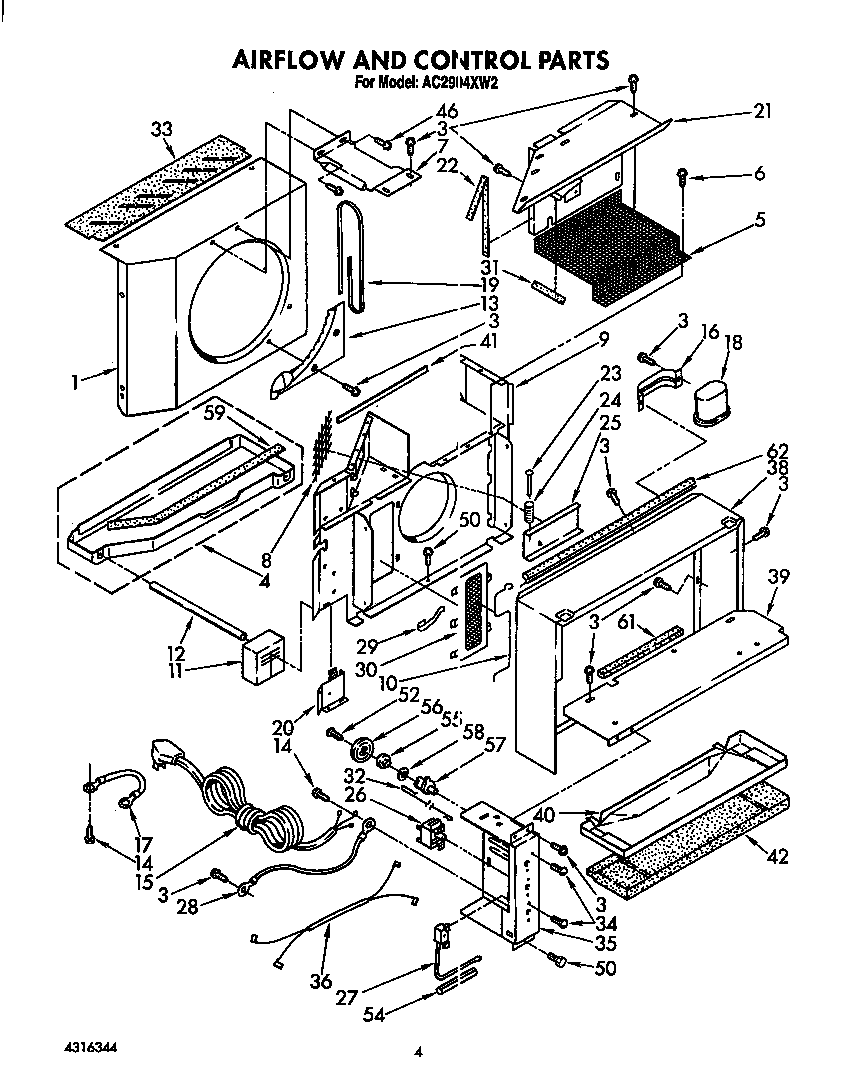 Whirlpool AC2904XW2 airflow and control diagram