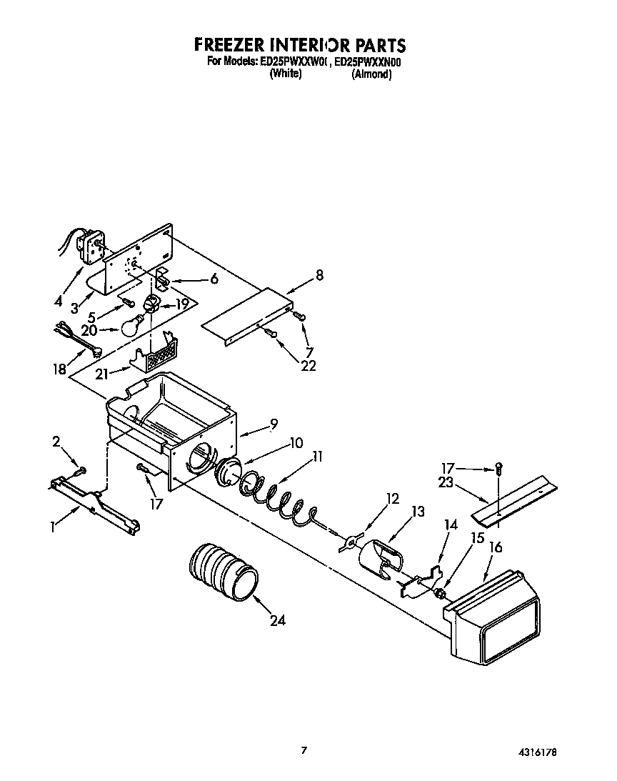 Whirlpool ED25PWXXW00 freezer interior diagram
