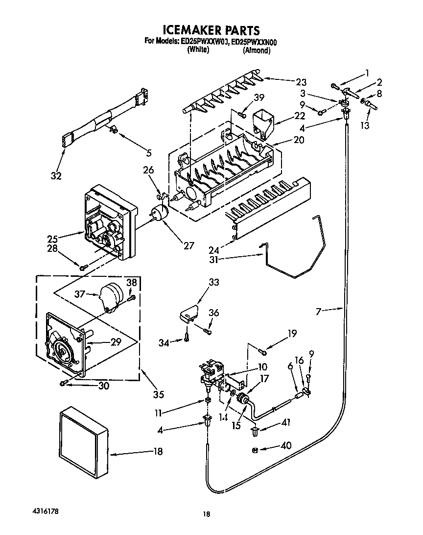 Whirlpool ED25PWXXW00 icemaker diagram