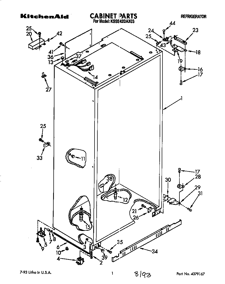 KitchenAid KSSS42DAX03 cabinet diagram
