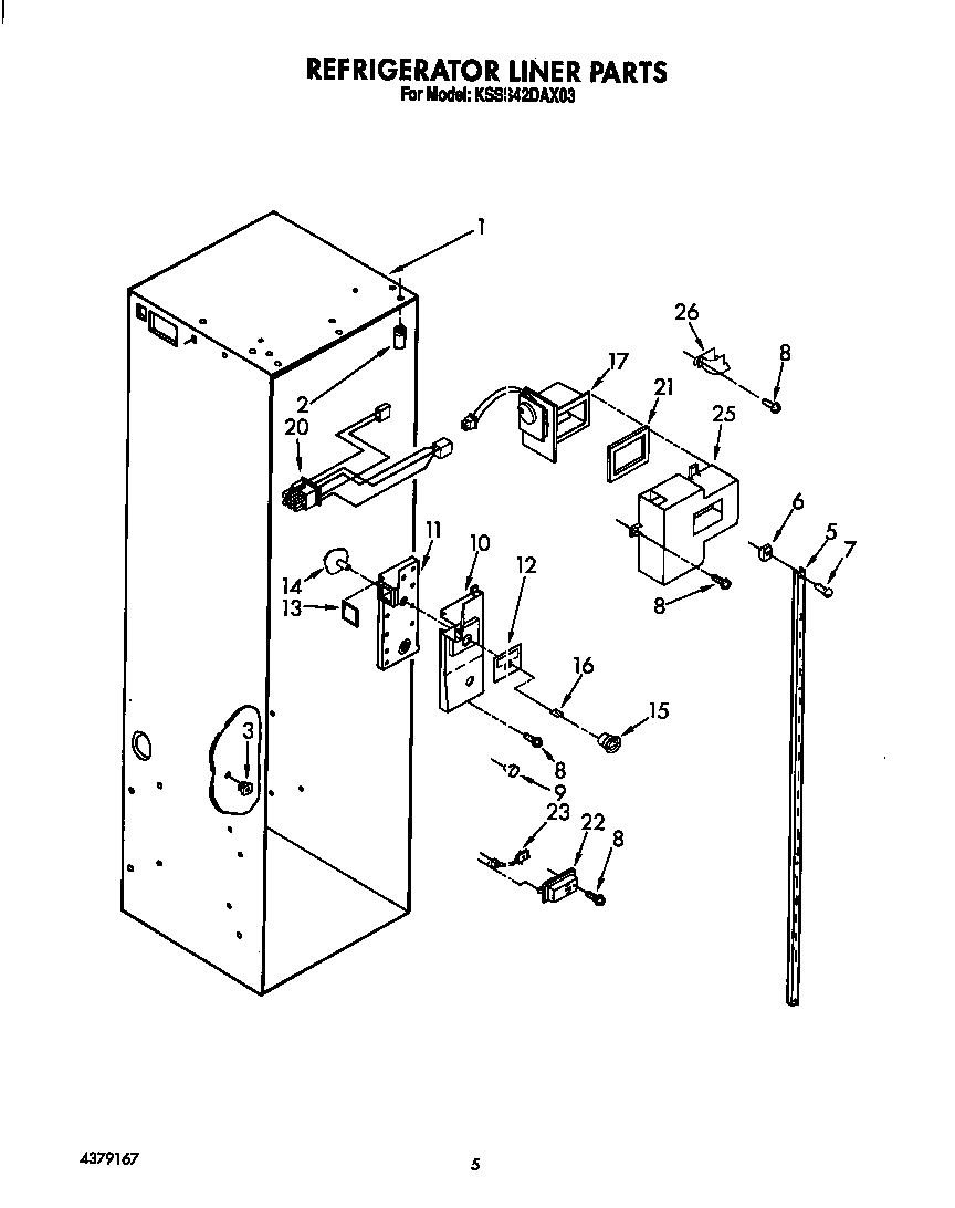 KitchenAid KSSS42DAX03 refrigerator liner diagram