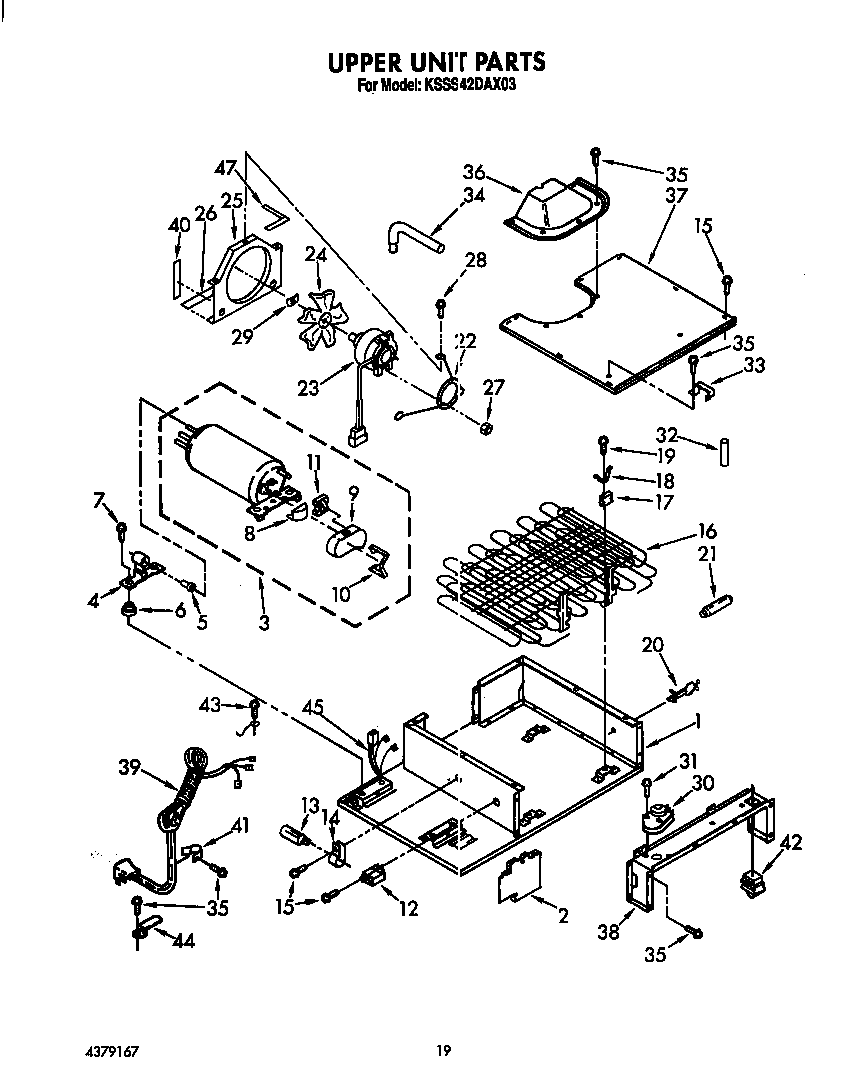 KitchenAid KSSS42DAX03 upper unit diagram