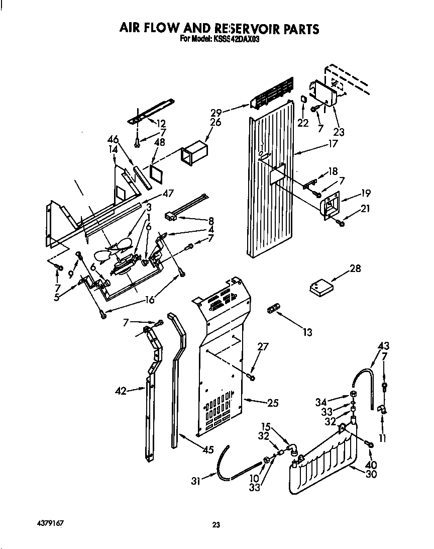 KitchenAid KSSS42DAX03 air flow and reservoir diagram