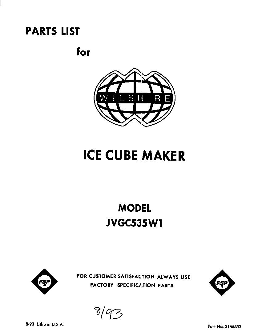 Whirlpool JVGC535W1 front cover diagram