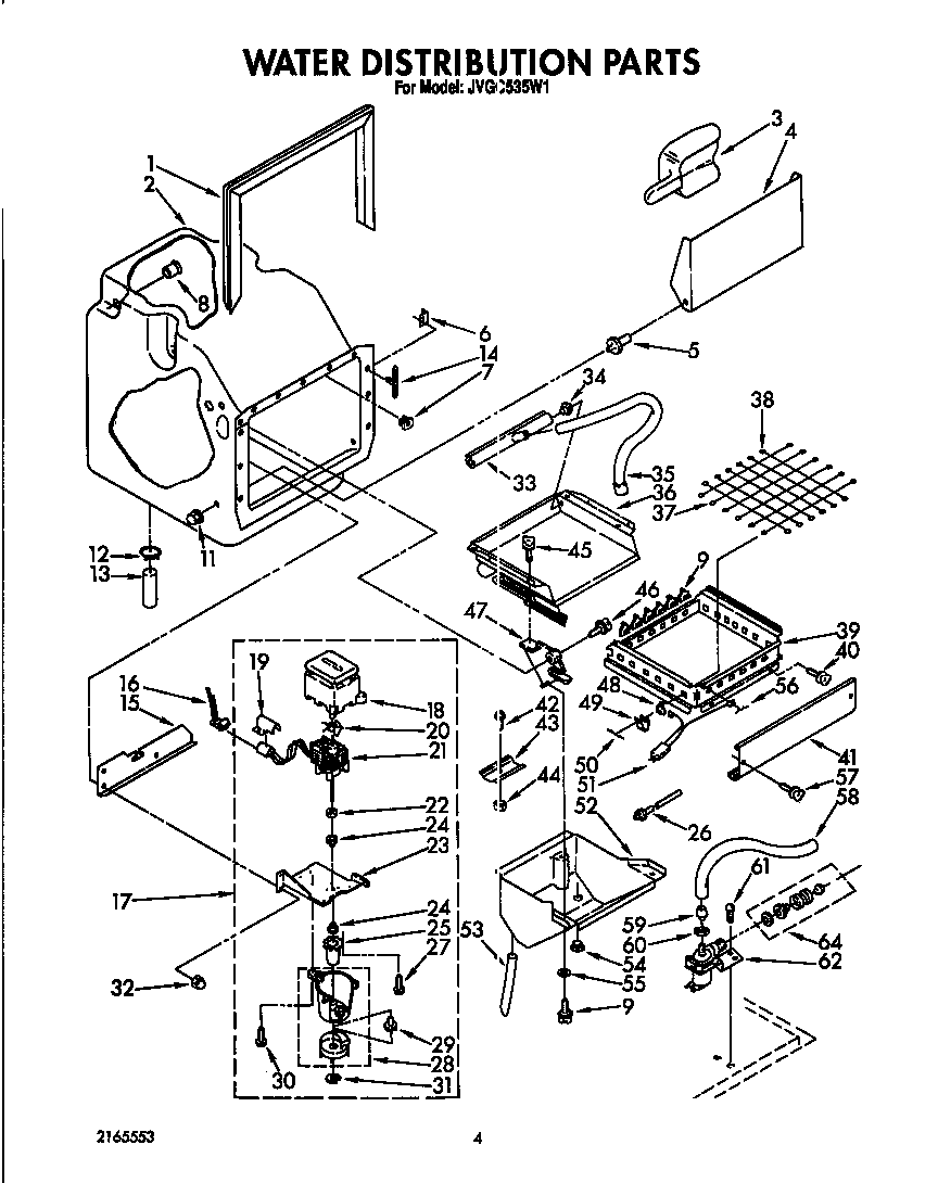 Whirlpool JVGC535W1 water distribution diagram