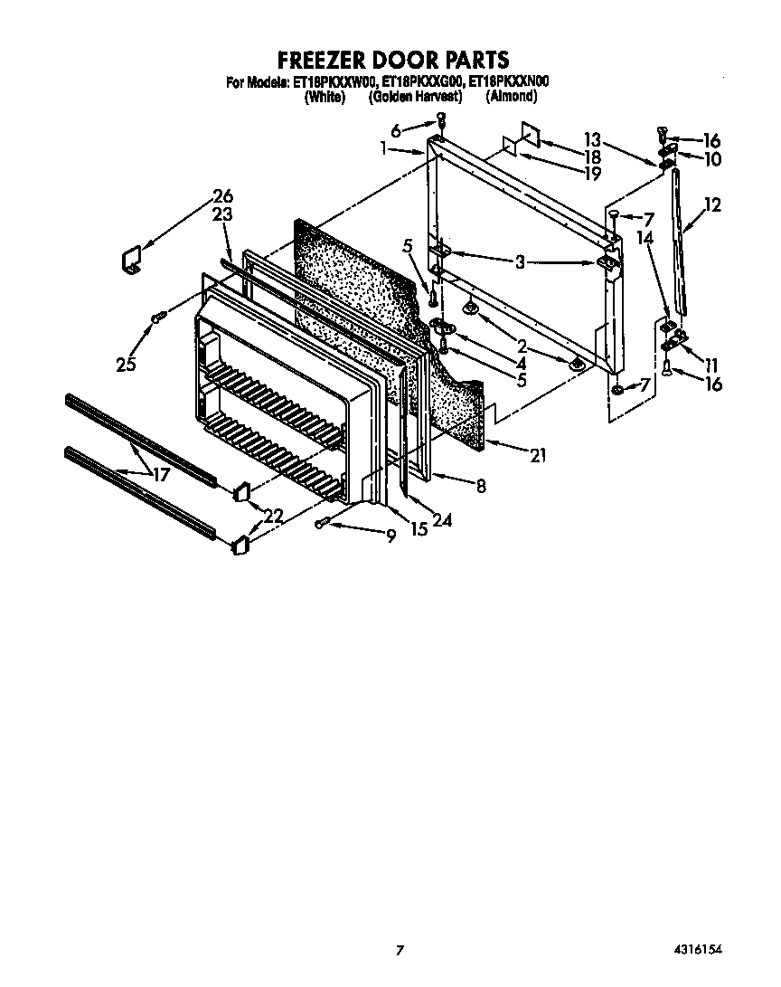 Whirlpool ET18PKXXW00 freezer door diagram