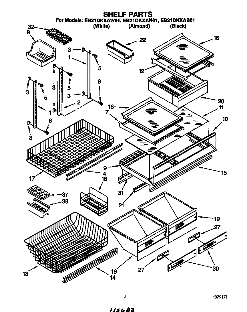Whirlpool EB21DKXAW01 shelf diagram