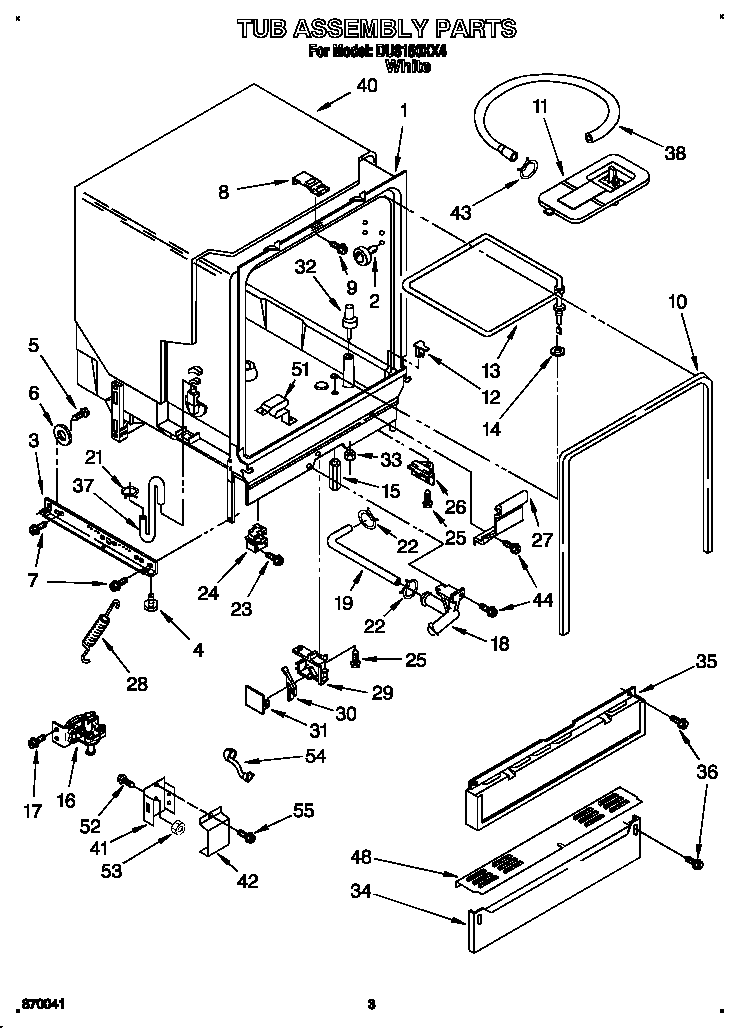 Whirlpool DU8150XX4 tub assembly diagram