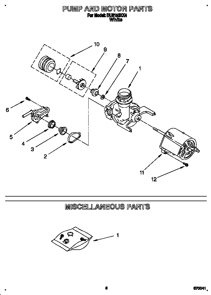 Whirlpool DU8150XX4 pump and motor diagram