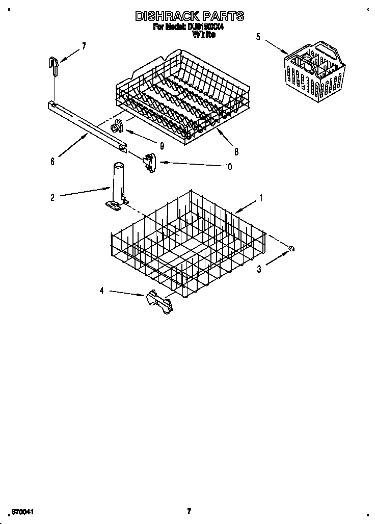 Whirlpool DU8150XX4 dishrack diagram