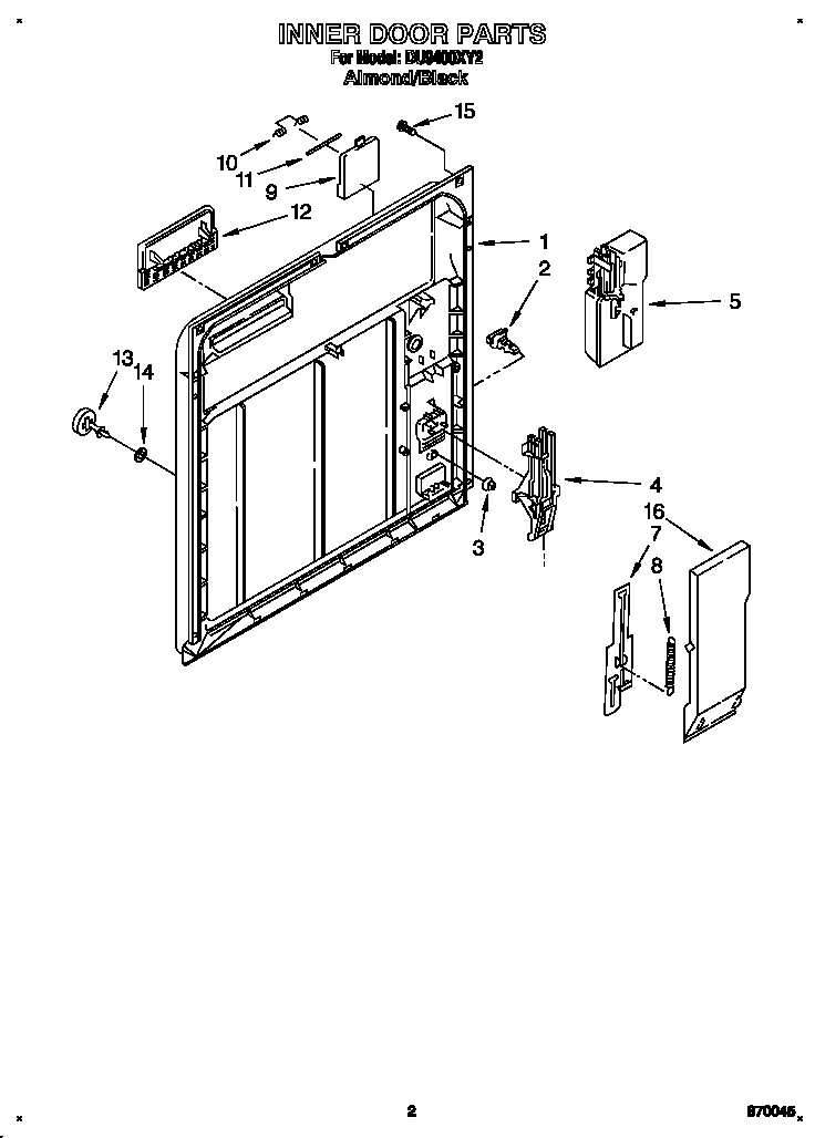 Whirlpool DU9400XY2 inner door diagram