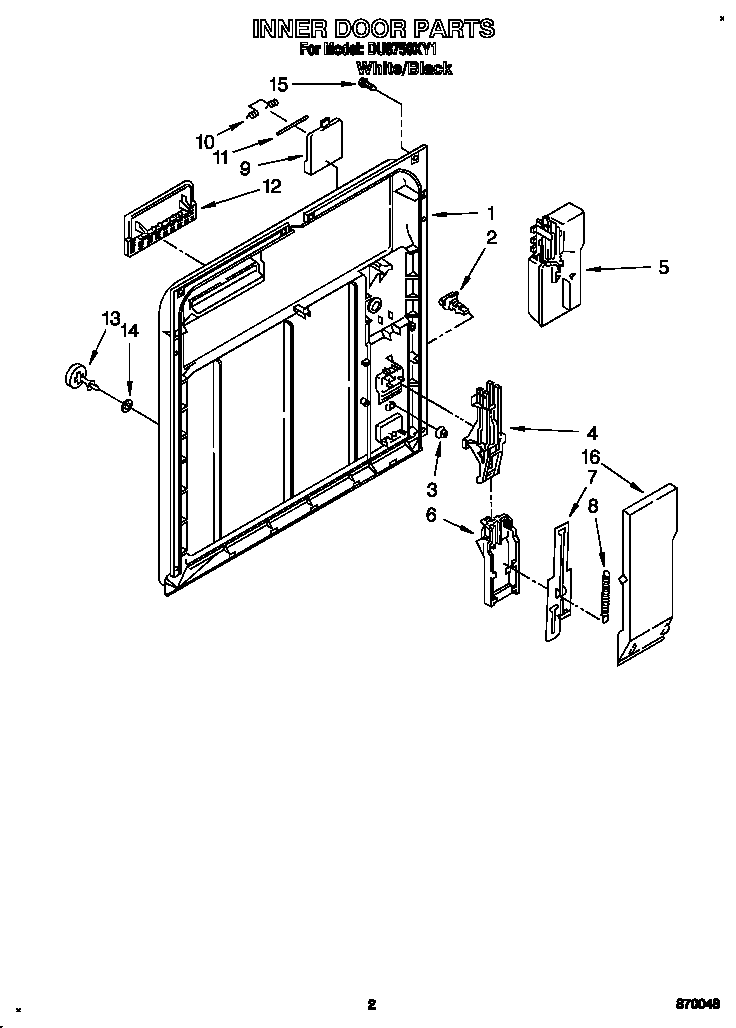 Whirlpool DU8750XY1 inner door diagram