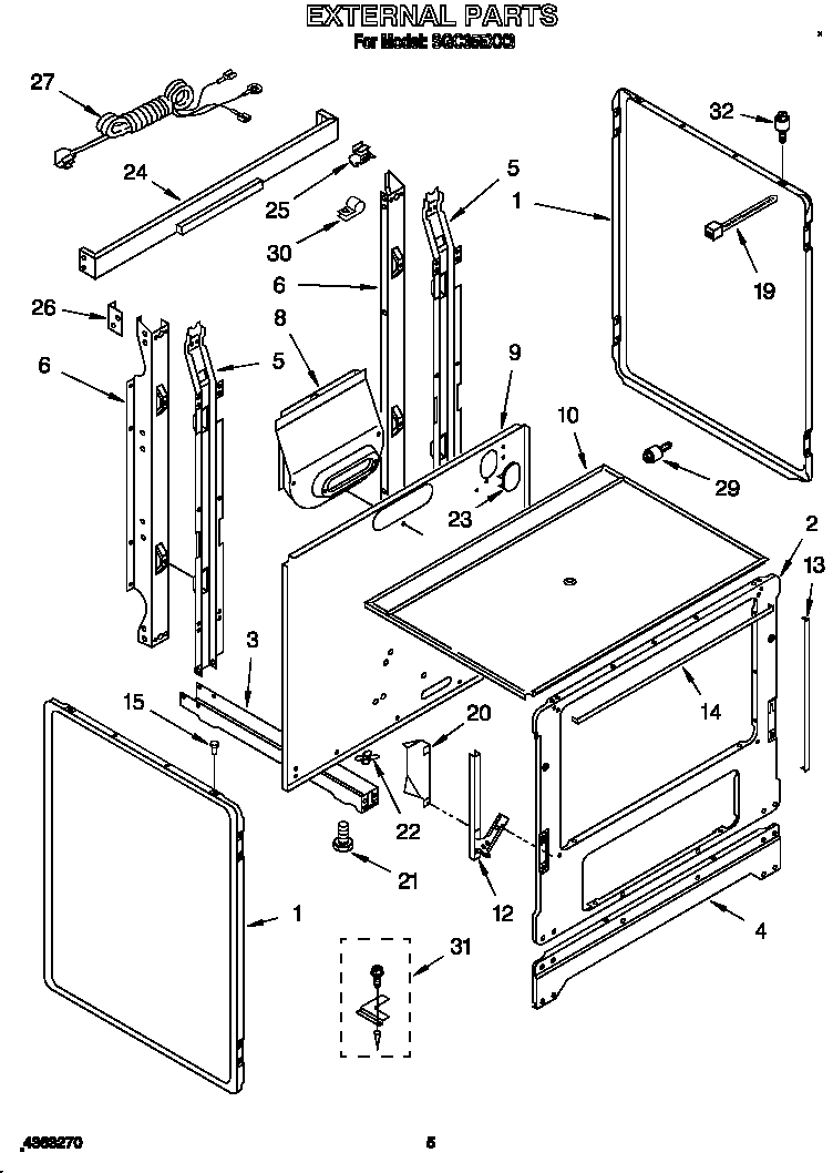 Roper SGC355XX3 external diagram