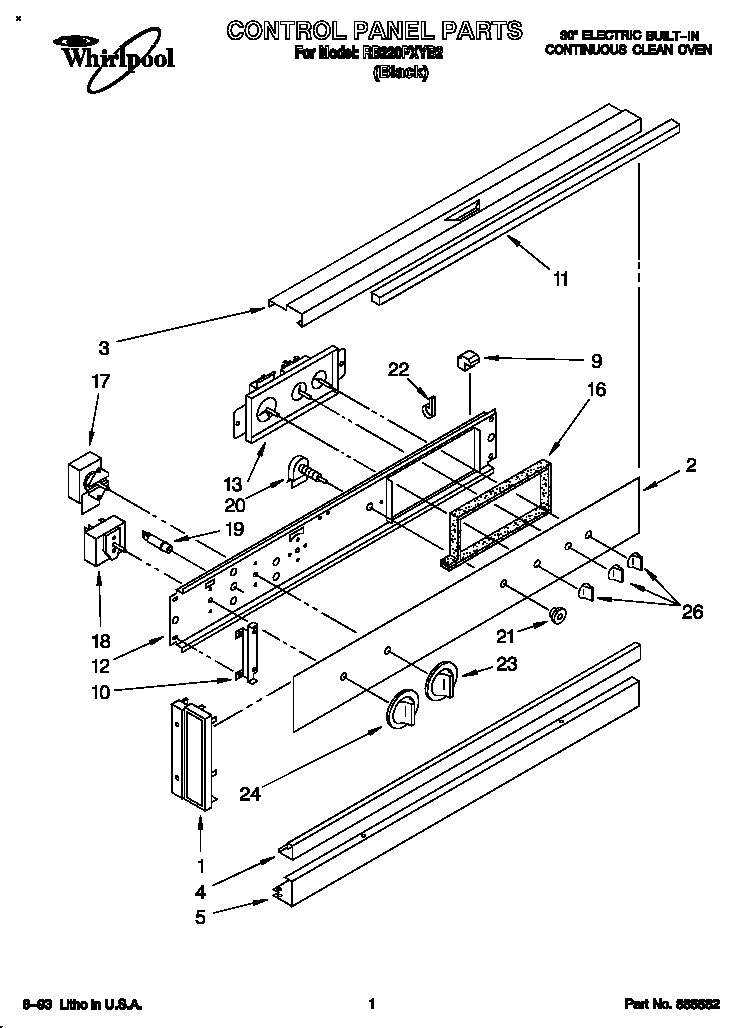 Whirlpool RB220PXYB2 control panel diagram