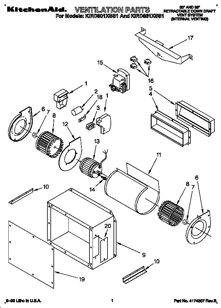 KitchenAid KIRD801XSS1 ventilation parts diagram