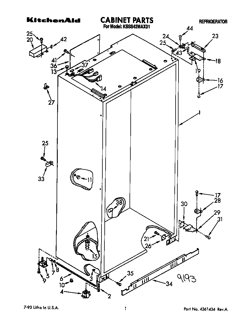 KitchenAid KSSS42MAX01 cabinet diagram