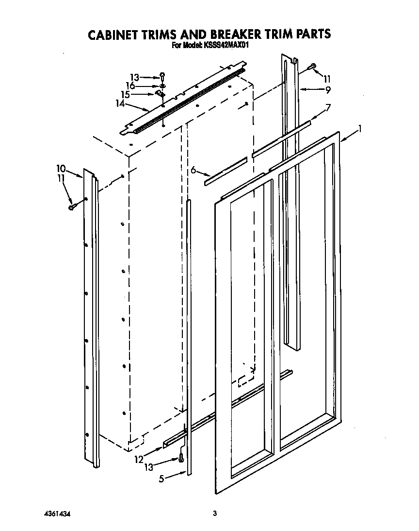 KitchenAid KSSS42MAX01 cabinet trims and breaker trim diagram
