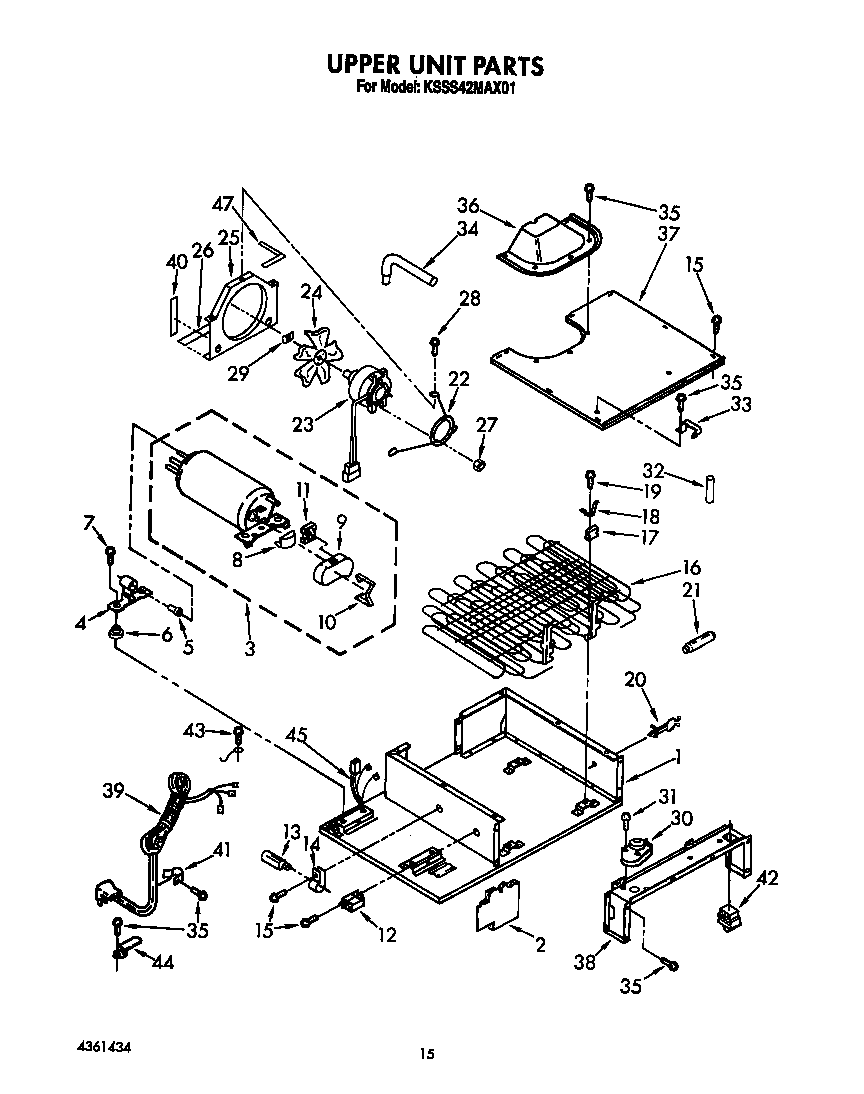 KitchenAid KSSS42MAX01 upper unit diagram