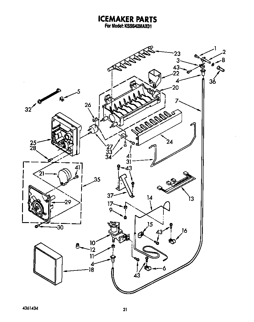 KitchenAid KSSS42MAX01 icemaker diagram