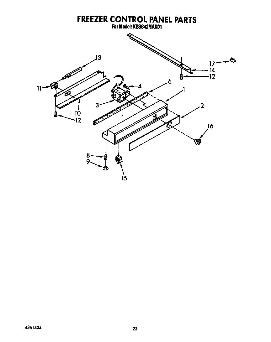 KitchenAid KSSS42MAX01 freezer control panel diagram
