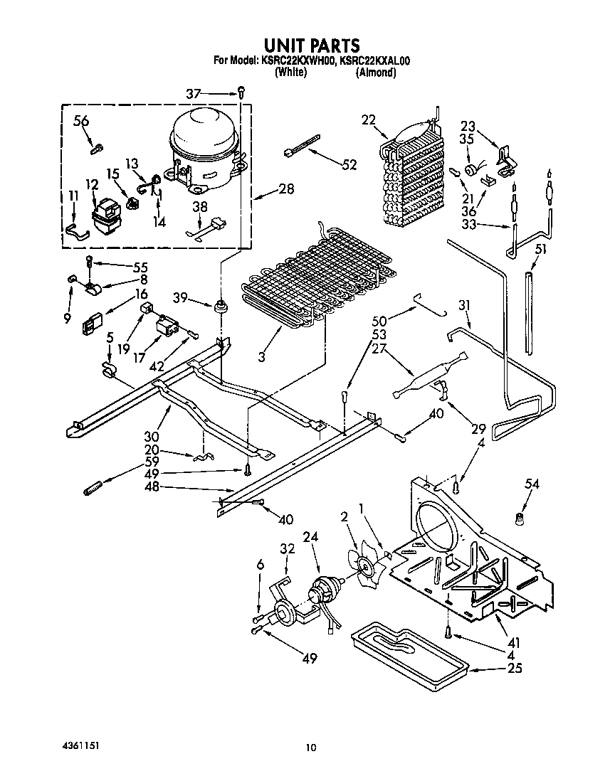 KitchenAid KSRC22KXWH00 unit diagram