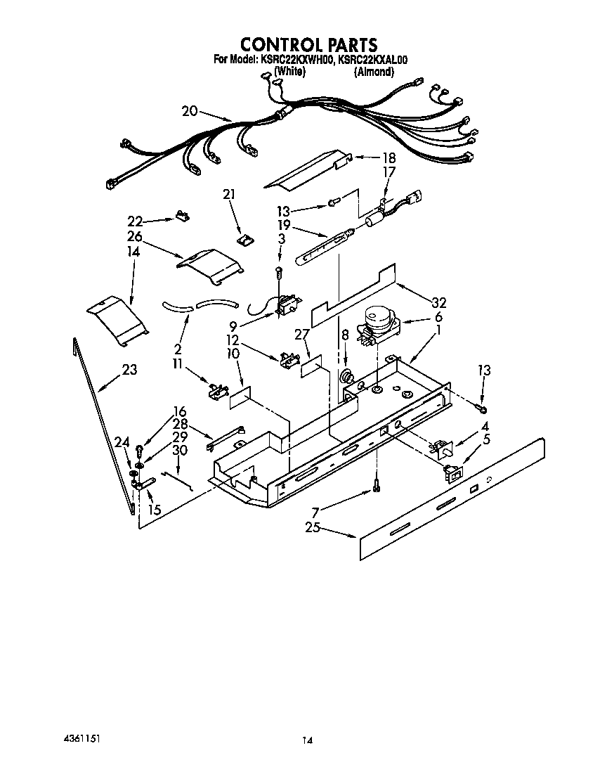 KitchenAid KSRC22KXWH00 control diagram