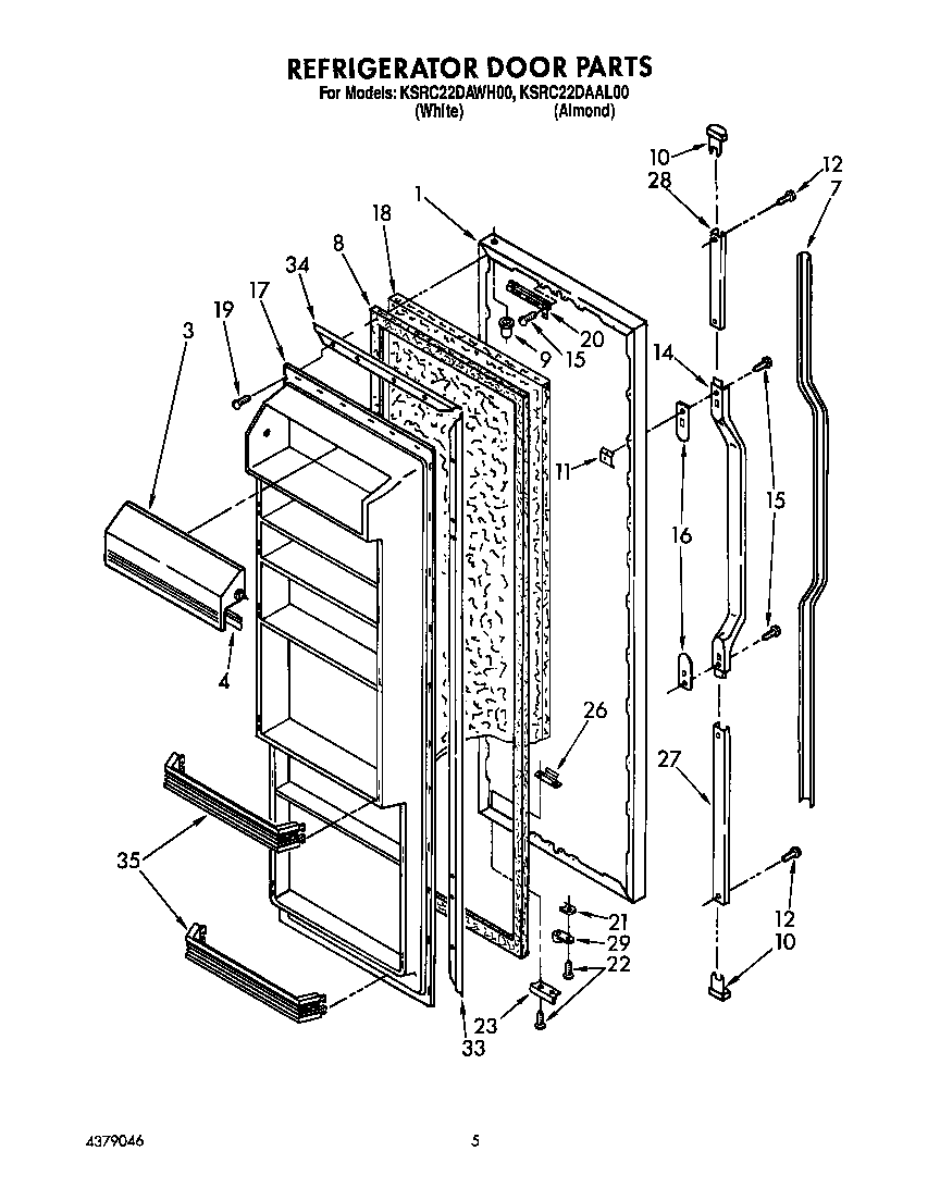 KitchenAid KSRC22DAWH00 refrigerator door diagram