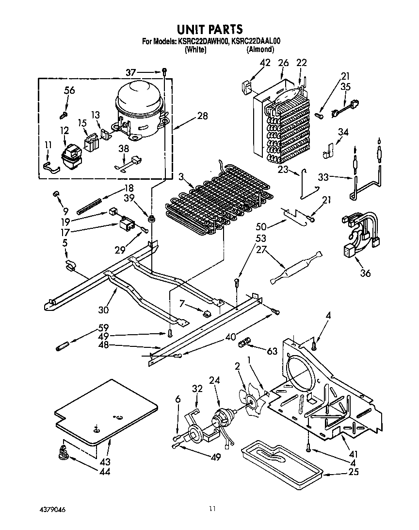KitchenAid KSRC22DAWH00 unit diagram