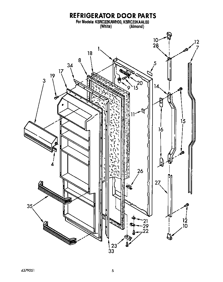 KitchenAid KSRC22KAWH00 refrigerator door diagram