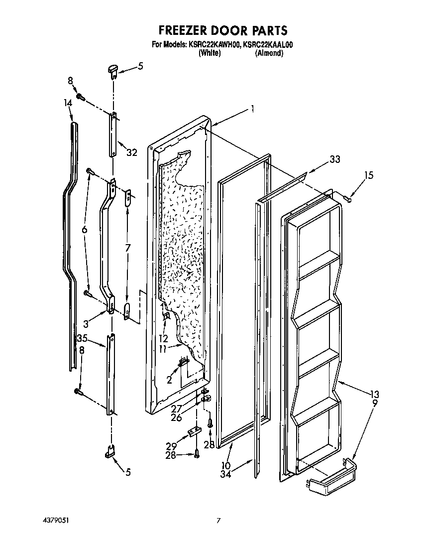KitchenAid KSRC22KAWH00 freezer door diagram