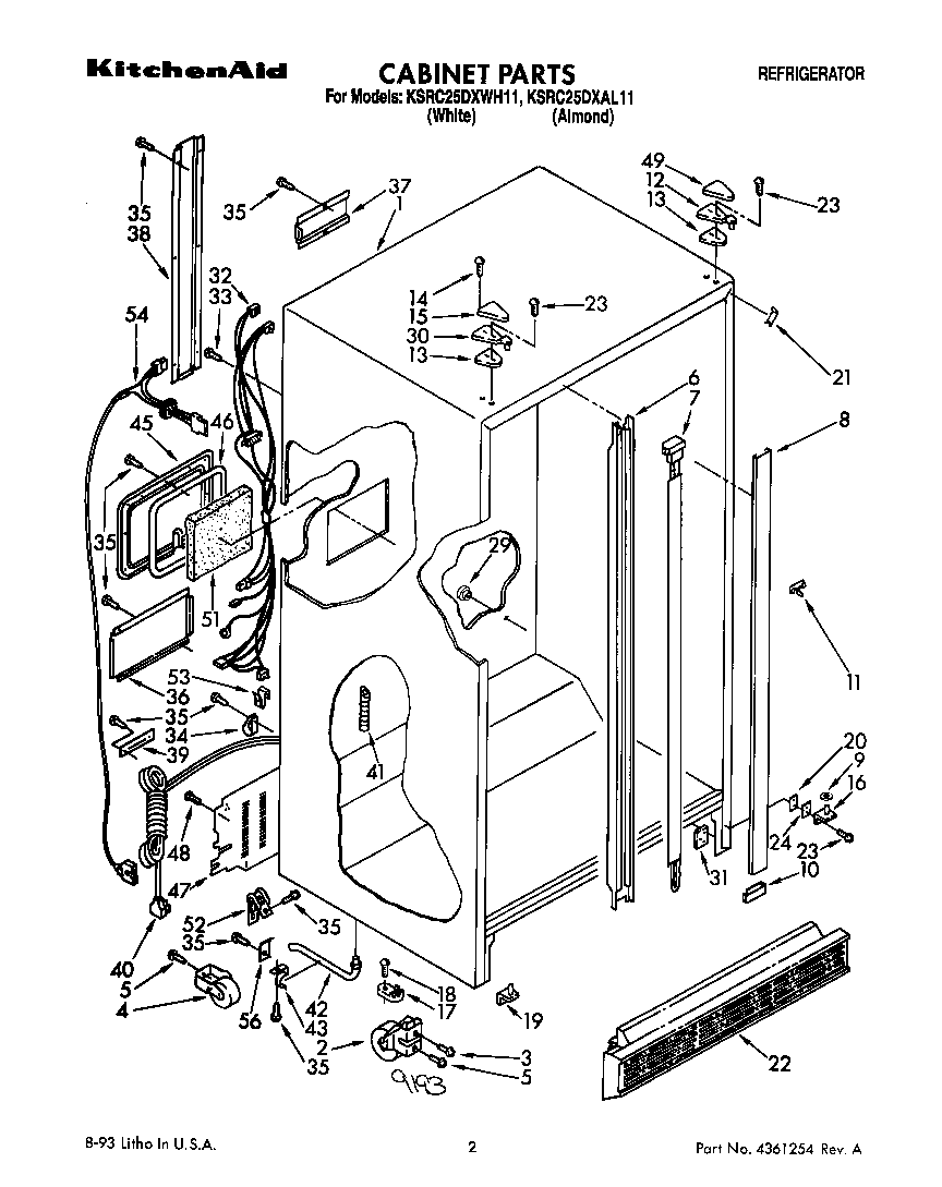 KitchenAid KSRC25DXWH11 cabinet diagram