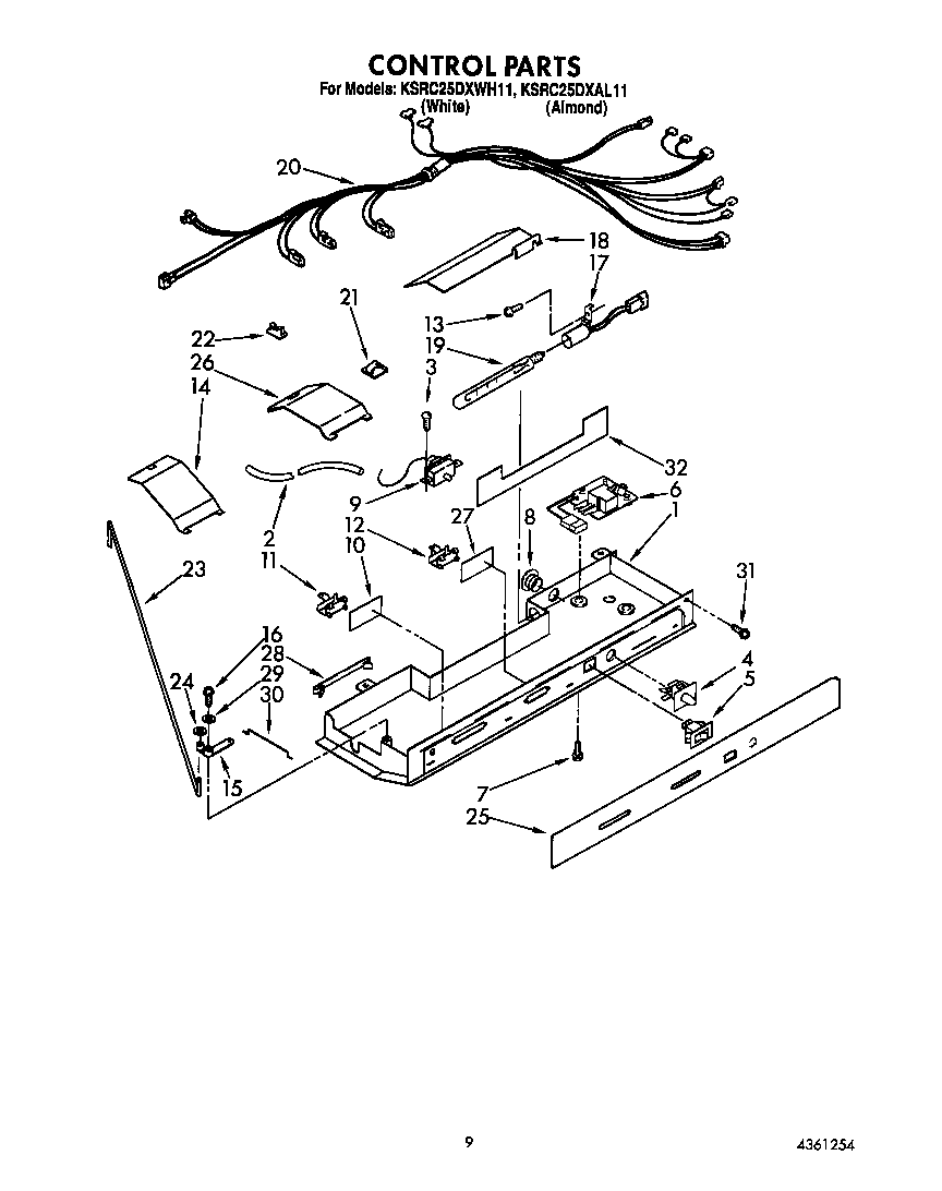 KitchenAid KSRC25DXWH11 control diagram