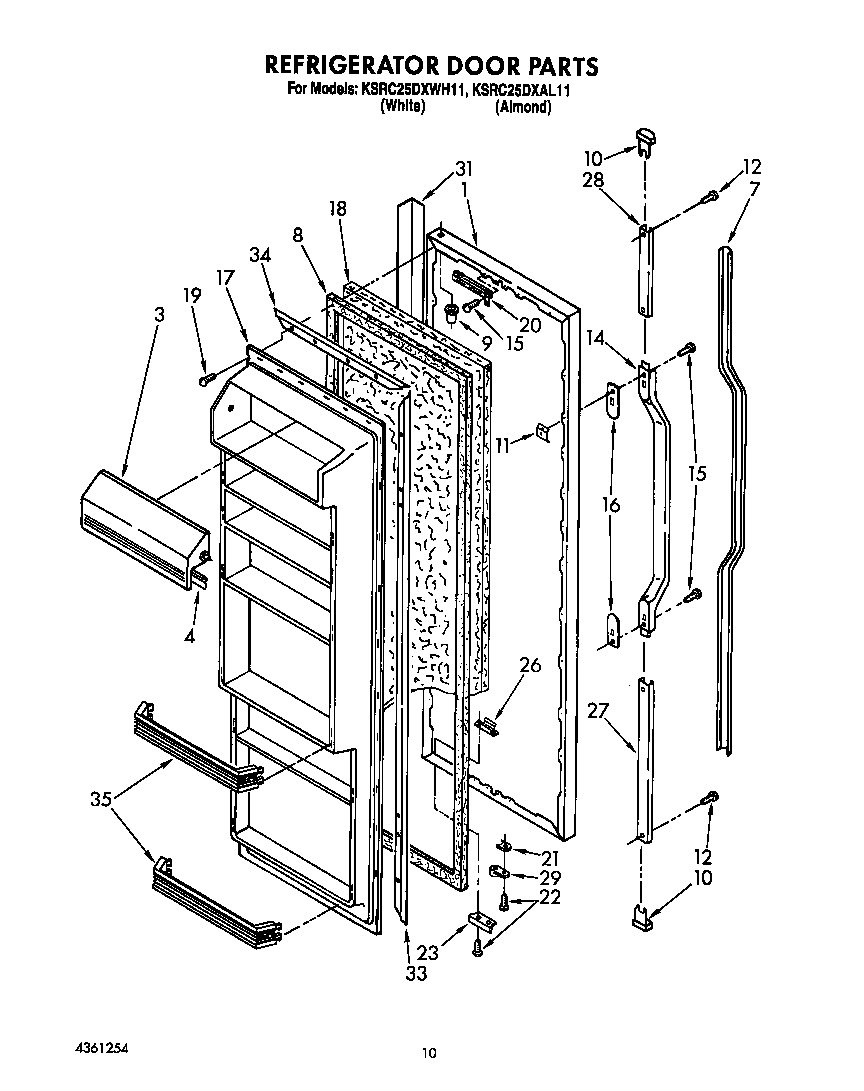 KitchenAid KSRC25DXWH11 refrigerator door diagram