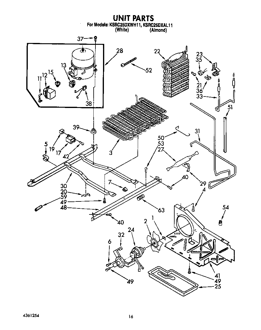 KitchenAid KSRC25DXWH11 unit diagram