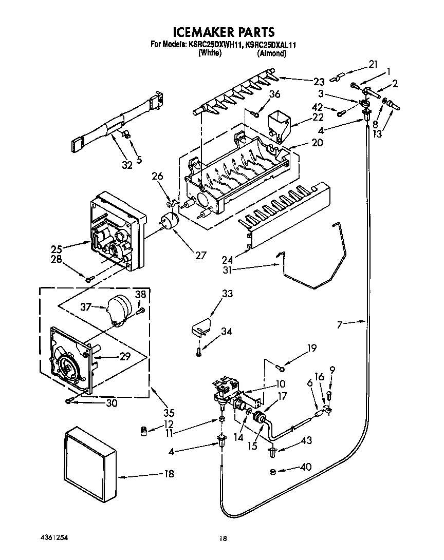 KitchenAid KSRC25DXWH11 icemaker diagram
