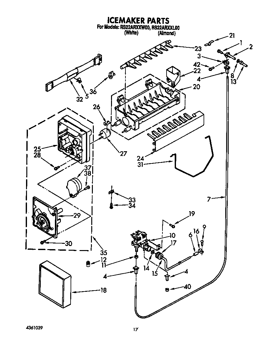 Roper RS22ARXXW00 icemaker diagram