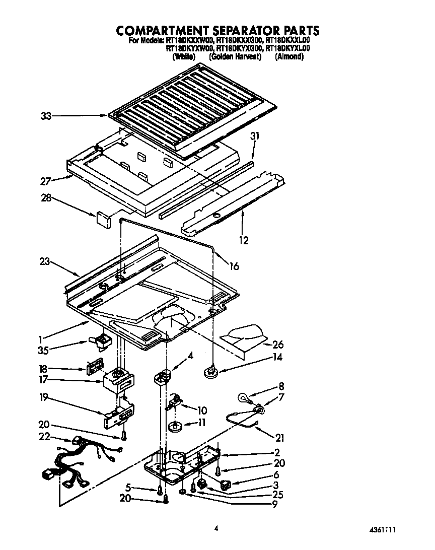 Roper RT18DKXXW00 compartment separator diagram