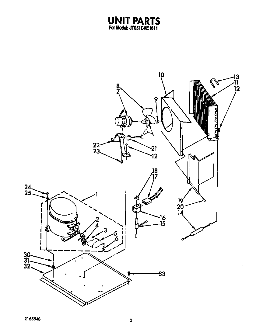 Whirlpool JT051CAE1611 unit diagram