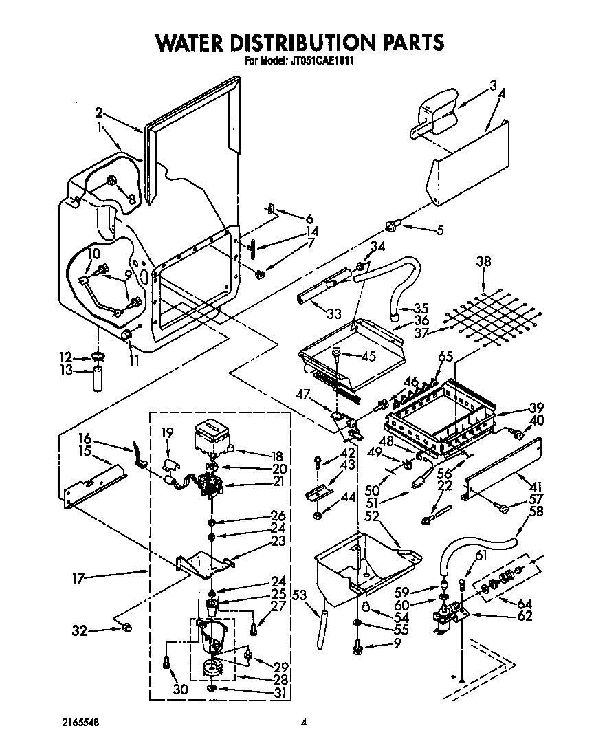 Whirlpool JT051CAE1611 water distribution diagram