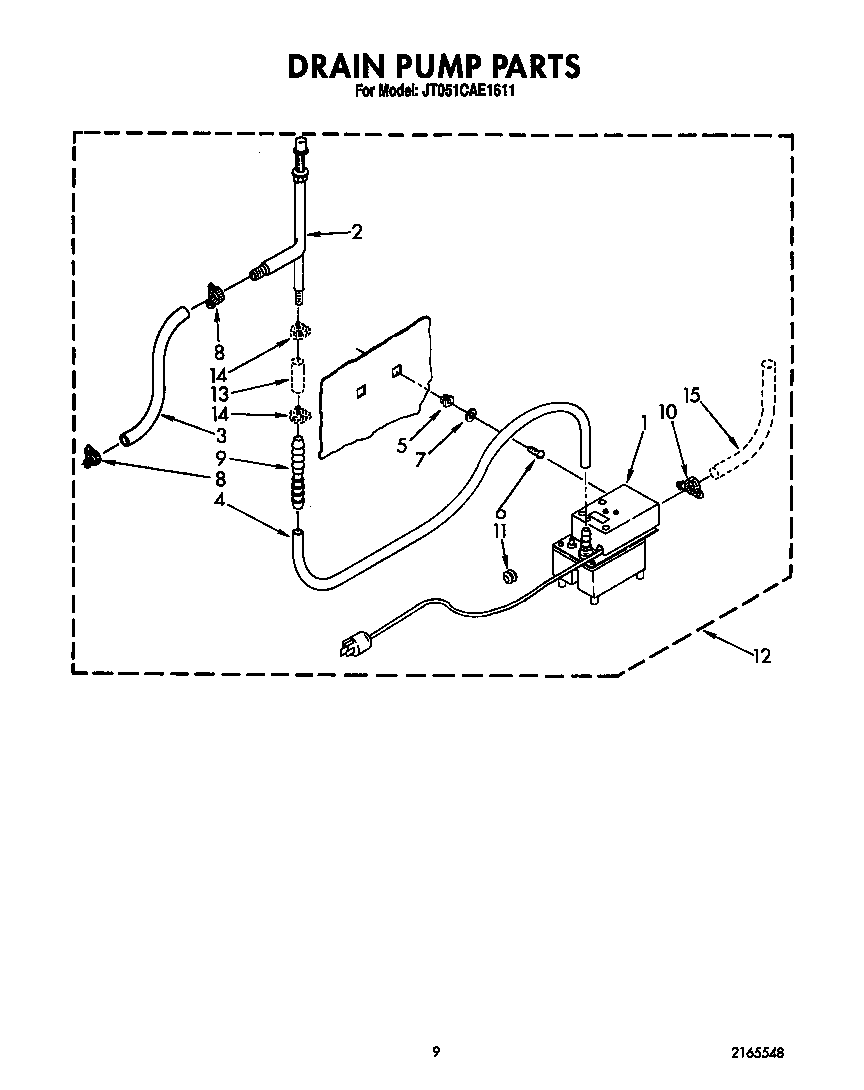 Whirlpool JT051CAE1611 drain pump diagram