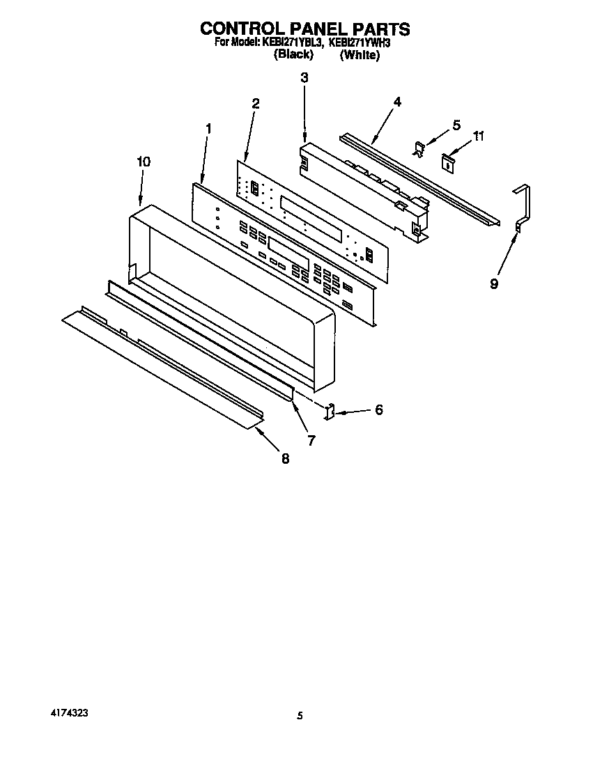 KitchenAid KEBI271YBL3 control panel diagram