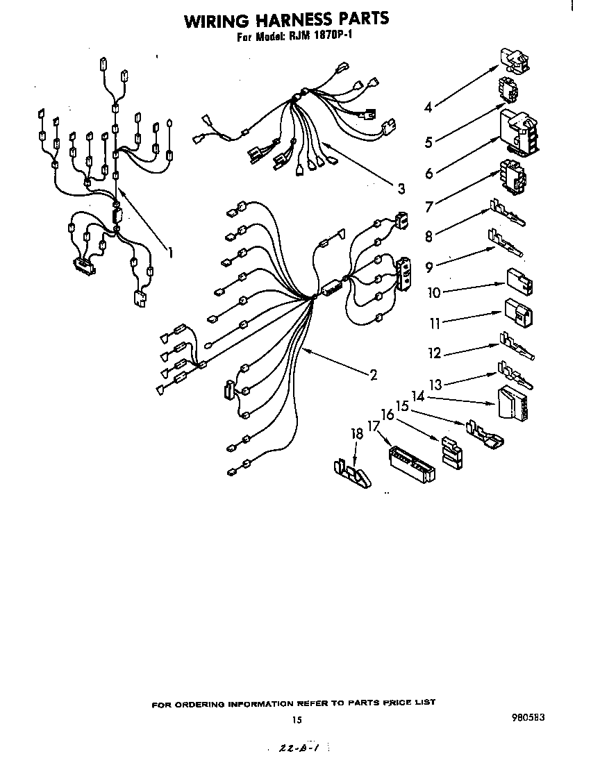 Whirlpool RJM1870P1 wiring harness diagram