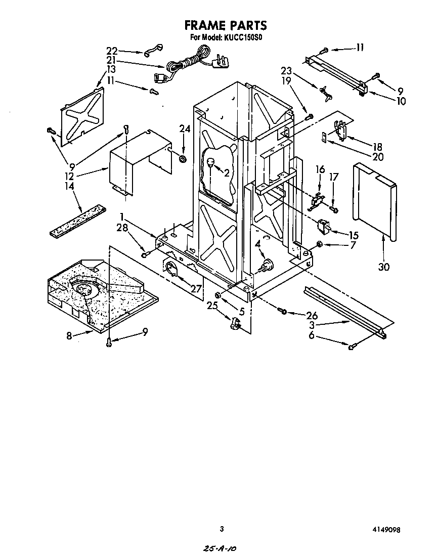 KitchenAid KUCC150S0 frame diagram