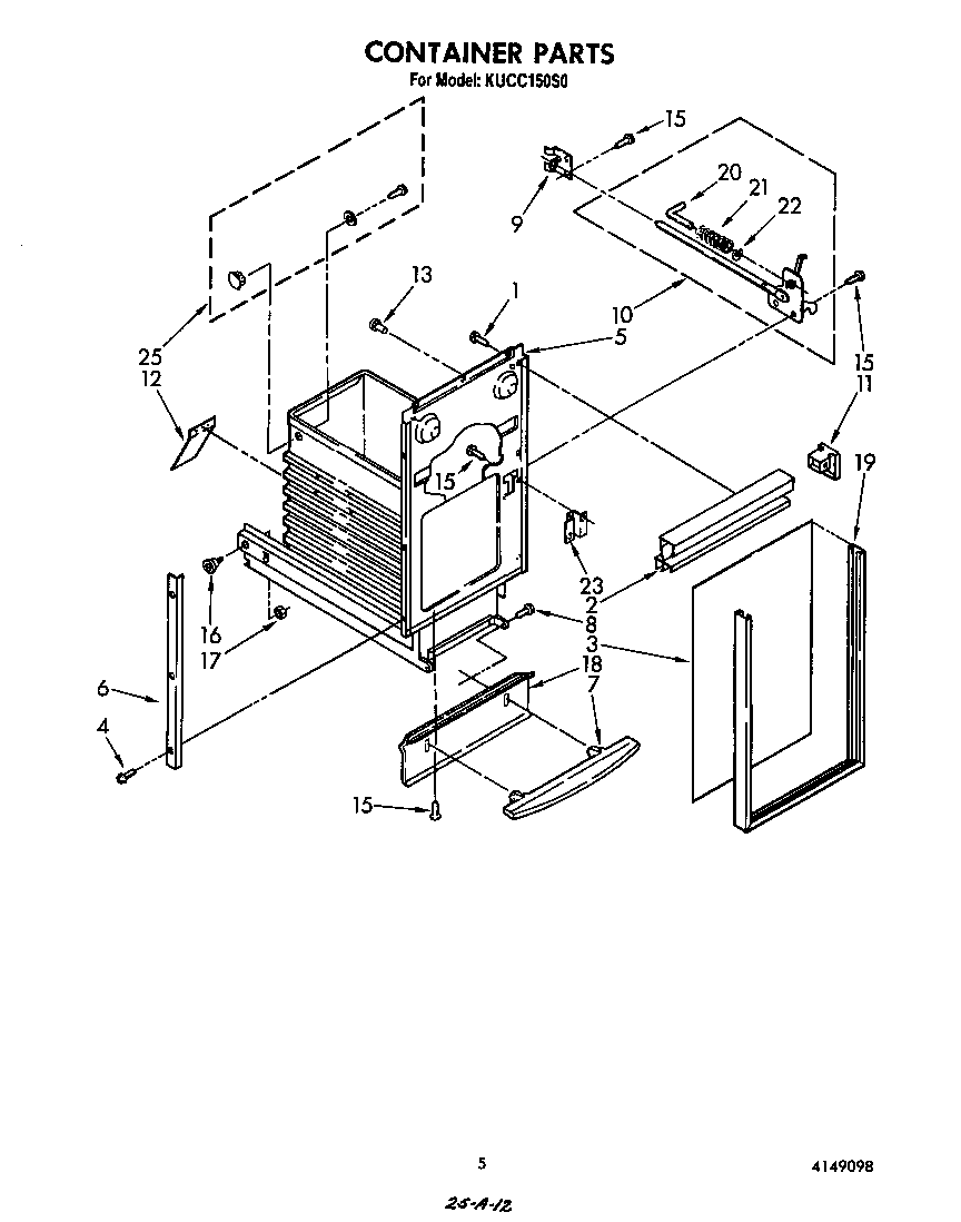 KitchenAid KUCC150S0 container diagram
