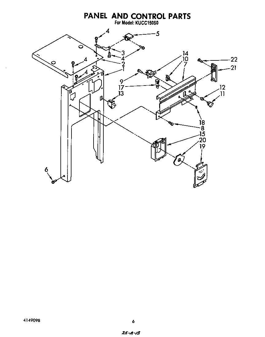KitchenAid KUCC150S0 panel and control diagram